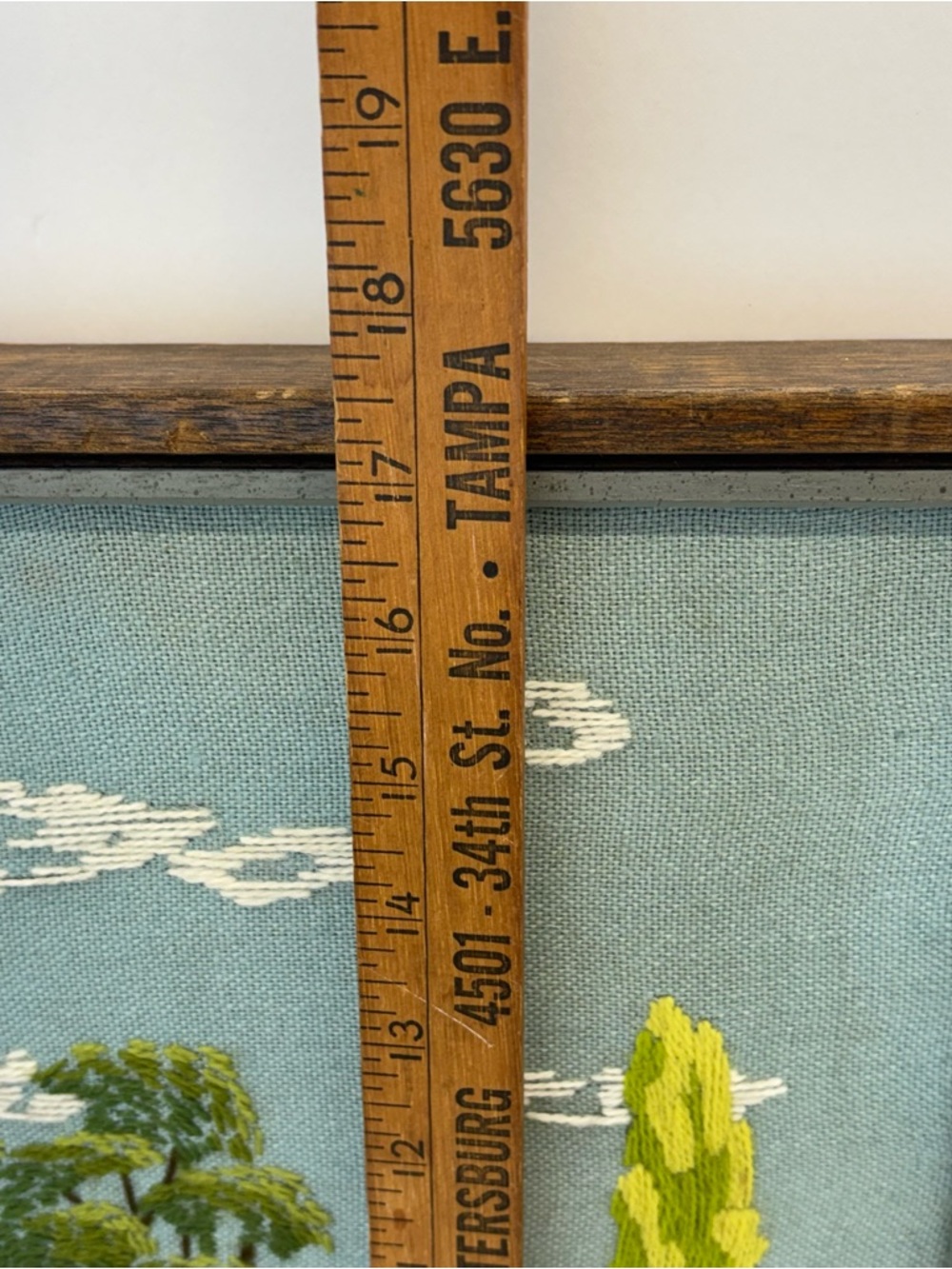 Vtg Framed Needlepoint Picture Crewel Of Dutch Grist Mill Ducks Flowers Cottage - Picture 8 of 9